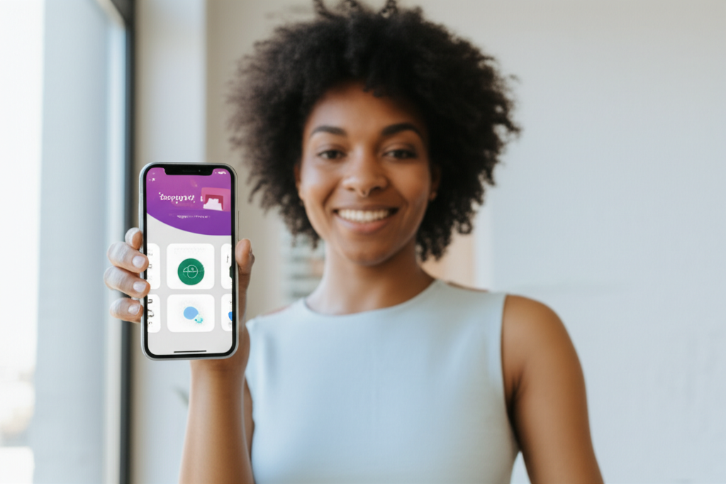 Woman showing support app